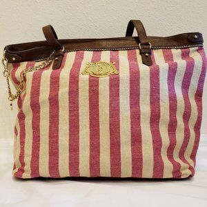 Vintage Juicy Couture Pink and White Stripe Tote